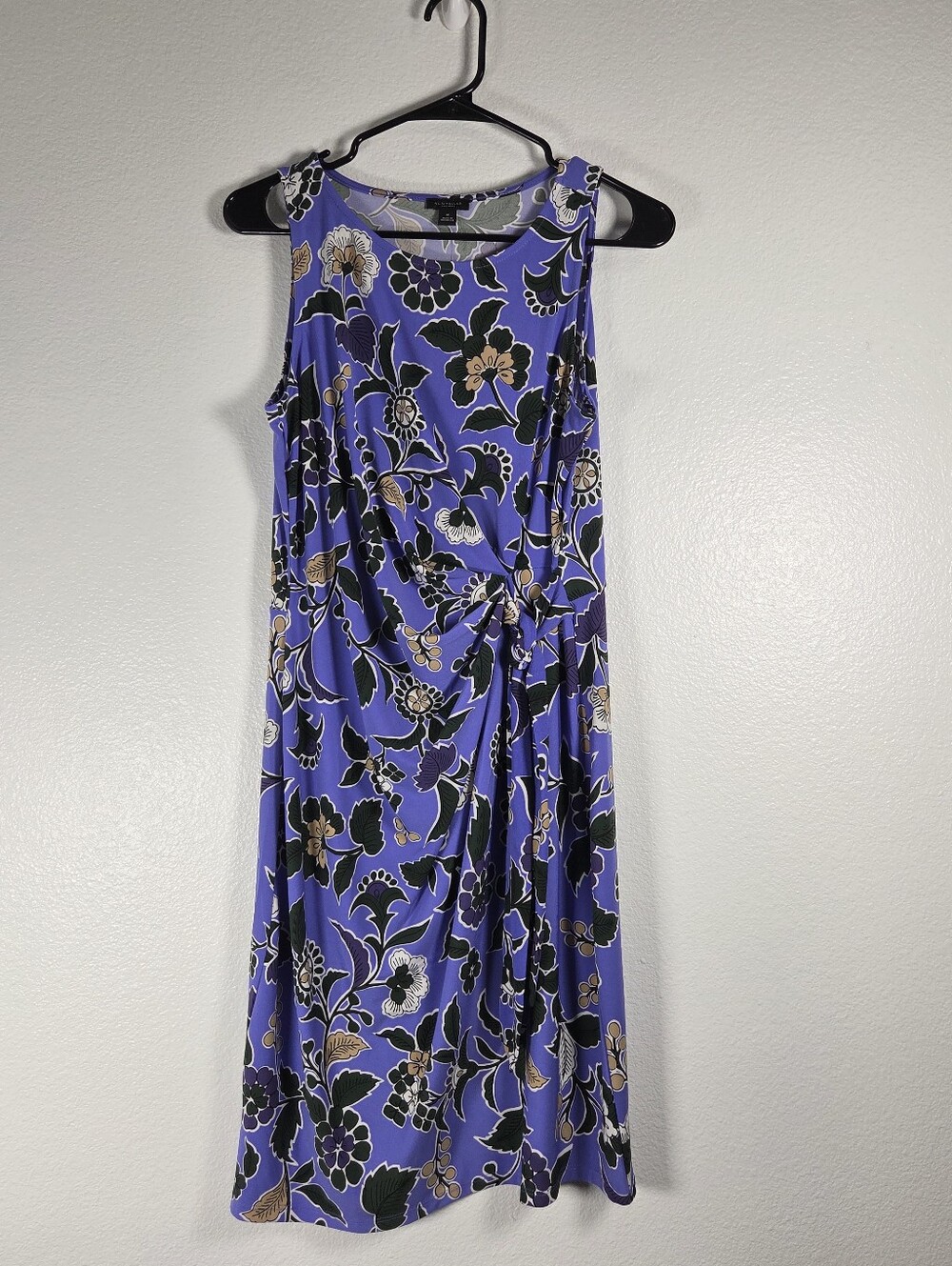 Ann Taylor Factory Purple Floral Tie-Waist Midi Dress
